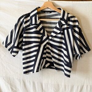 Striped Navy and White Women's Top